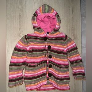 ✨ GAP Kids Chunky Knit Hooded Sweater Coat | Pink & Sage Stripe ✨